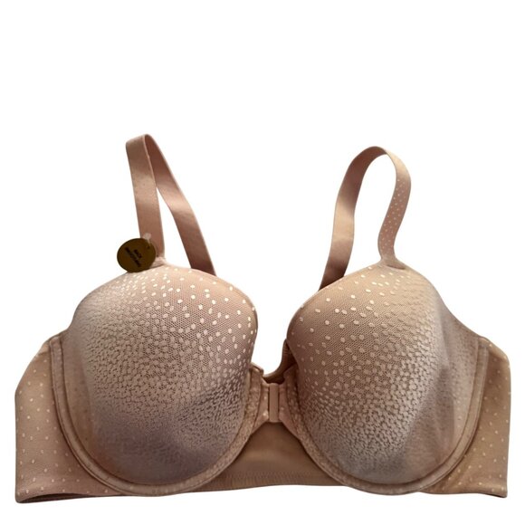 Wacoal Beige Dot-Pattern Underwire Bra  40D Front Closure Back Smoothing 853403 - Picture 1 of 16